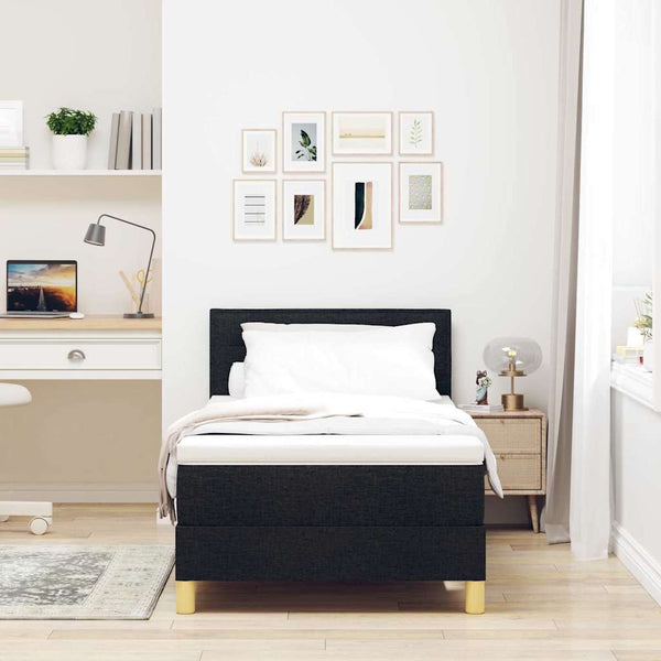 Boxspringbett Schwarz 100x200 cm mit Kissen