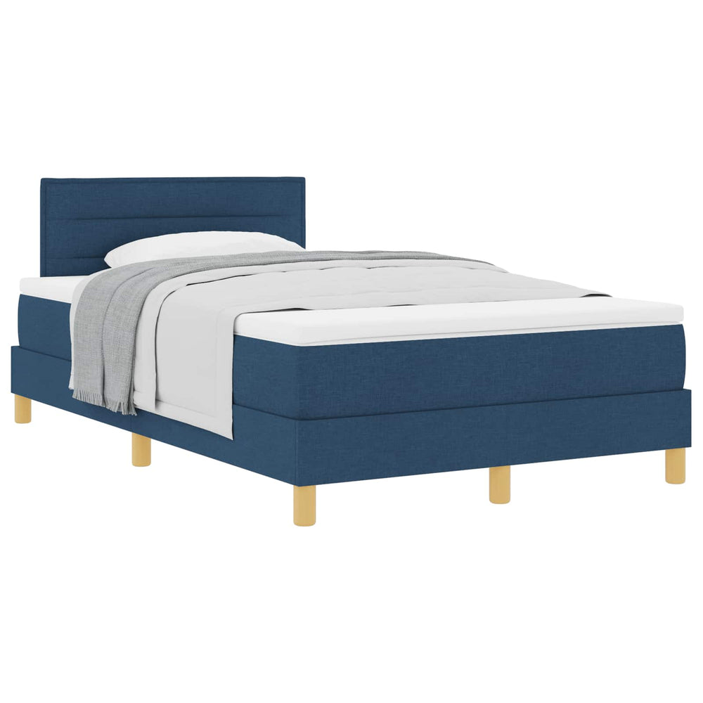 vidaXL Box Spring Bed with Pillows and Headboard Blue 120 x 190 cm Fabric