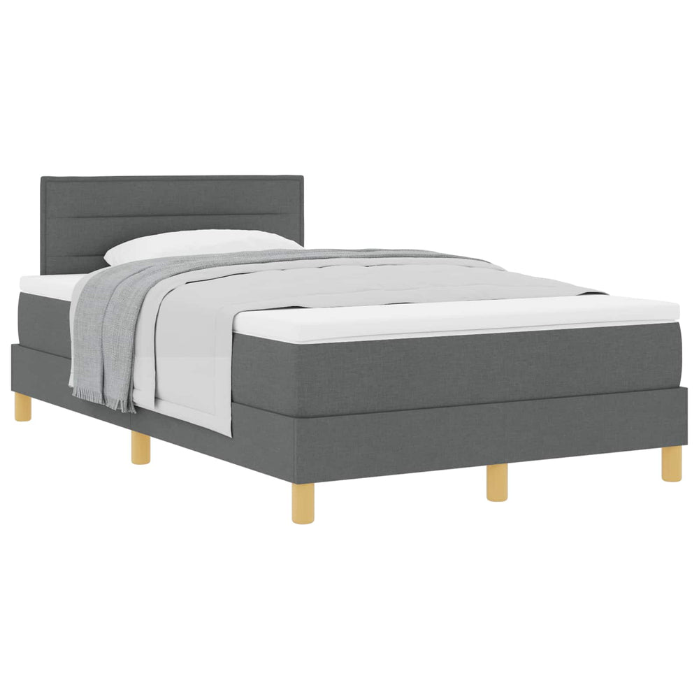 vidaXL Box Spring Bed with Pillows Dark Grey 120 x 200 cm Fabric