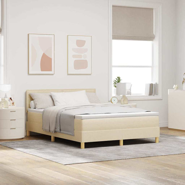 Boxspringbett Creme 140x200 cm mit Kopfteil