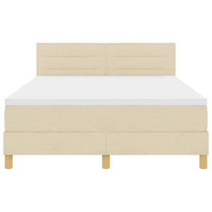 Boxspringbett Creme 140x200 cm mit Kopfteil