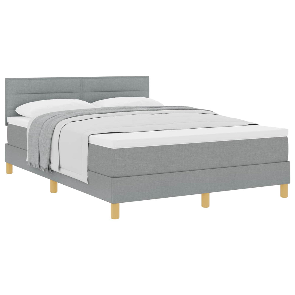 vidaXL Box Spring Bed with Pillows Light Gray 160 x 200 cm Fabric