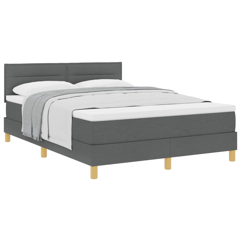 vidaXL Box Spring Bed with Pillows Dark Grey 160 x 200 cm Fabric