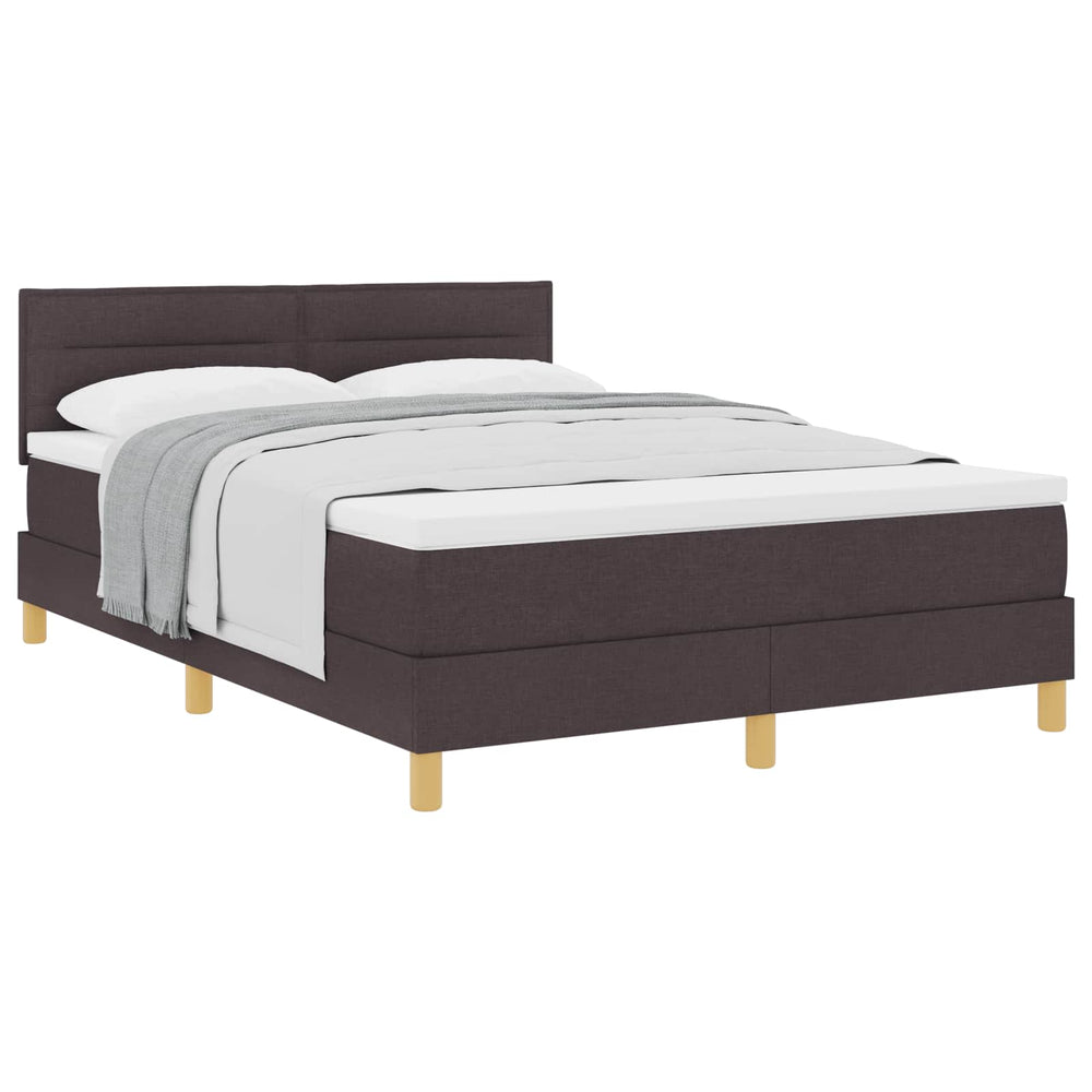 vidaXL Box Spring Bed with Pillows Dark Brown 160 x 200 cm Fabric