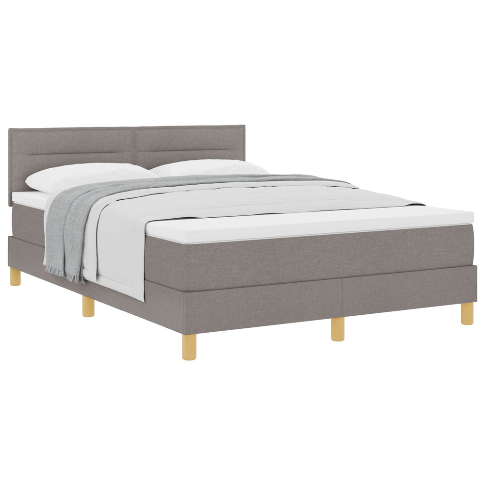 vidaXL Box Spring Bed with Pillows and Headboard Taupe 160 x 200 cm Fabric