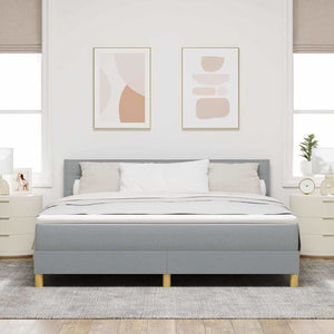 vidaXL Box Spring Bed with Pillows Light Gray 180 x 200 cm Fabric