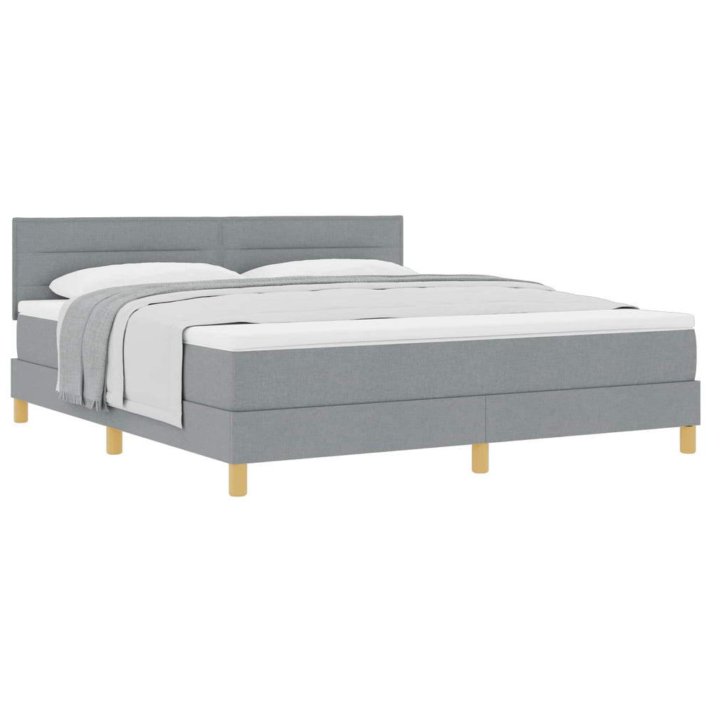 vidaXL Box Spring Bed with Pillows Light Gray 180 x 200 cm Fabric