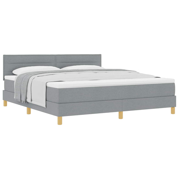vidaXL Box Spring Bed with Pillows Light Gray 180 x 200 cm Fabric