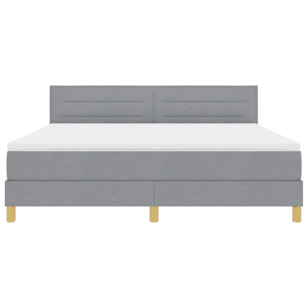 vidaXL Box Spring Bed with Pillows Light Gray 180 x 200 cm Fabric