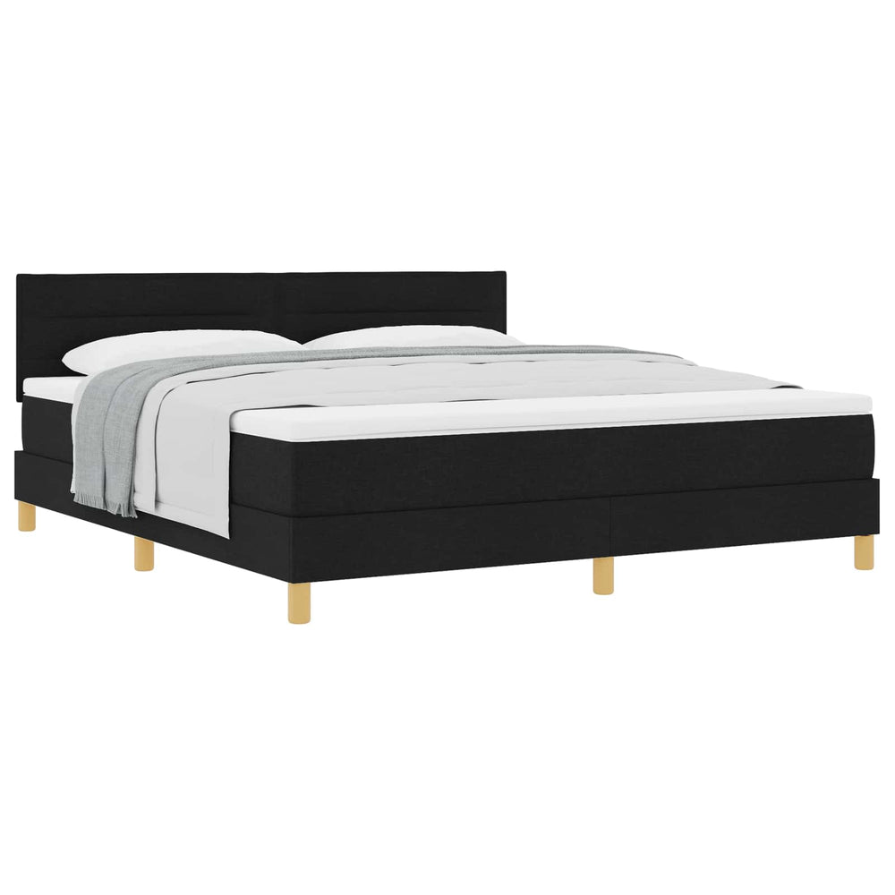 vidaXL Box Spring Bed with Pillows Black 180 x 200 cm Fabric