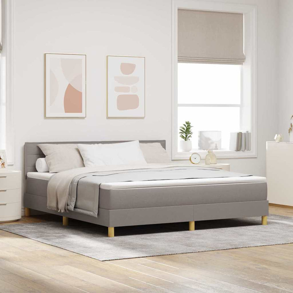 vidaXL Box Spring Bed with Pillows and Headboard Taupe 180 x 200 cm Fabric