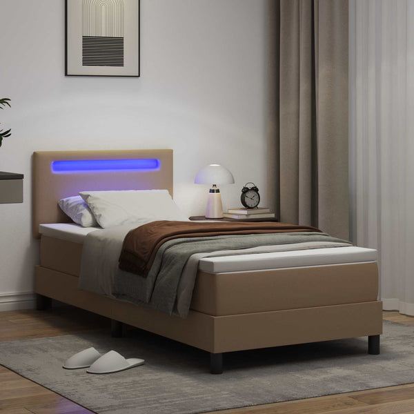 Boxspringbett Cappuccino 90x190 cm Kunstleder