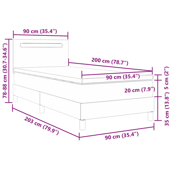 Boxspringbett Cappuccino 90x200 cm mit Matratze
