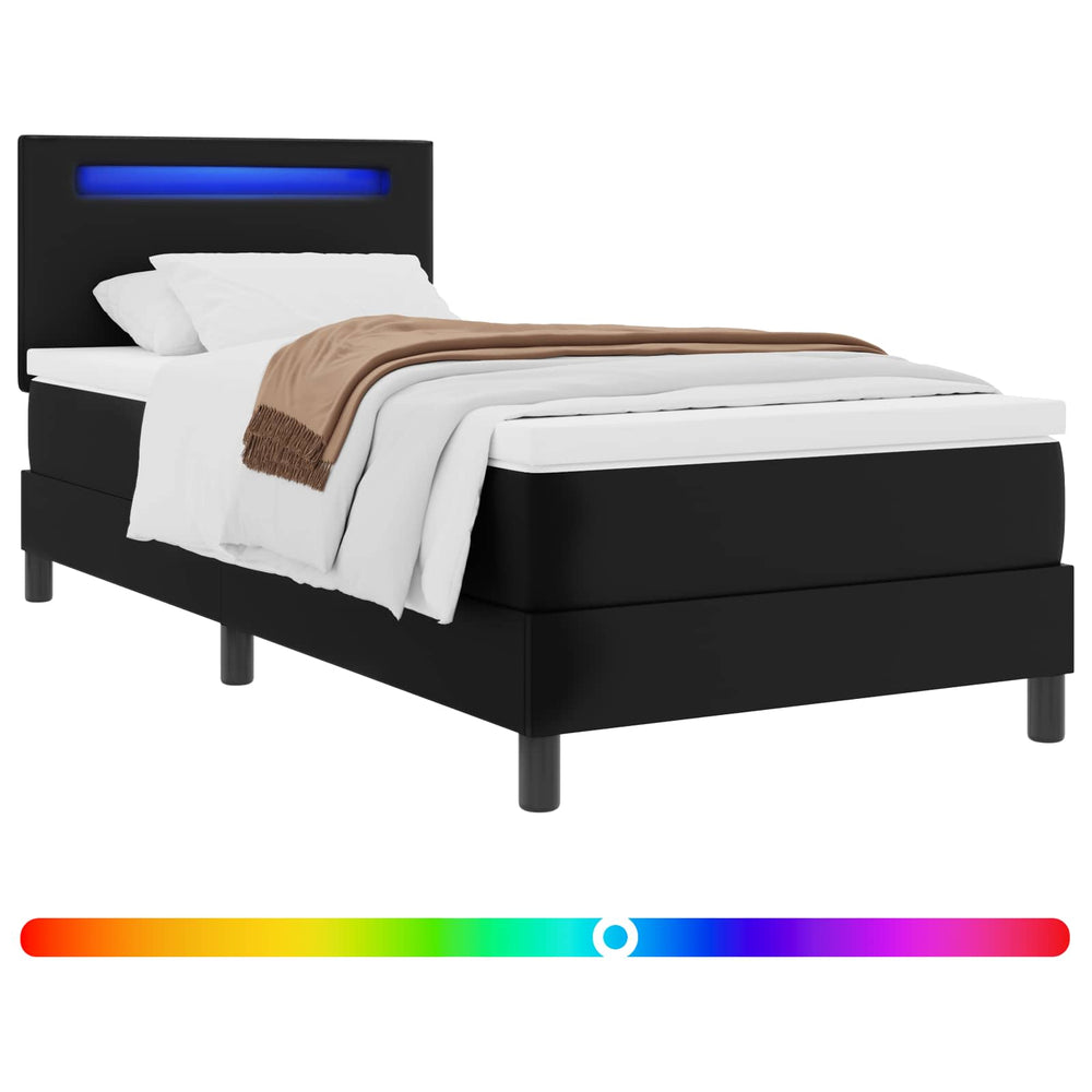 vidaXL Box Spring Bed with Mattress Black 100 x 200 cm Faux Leather