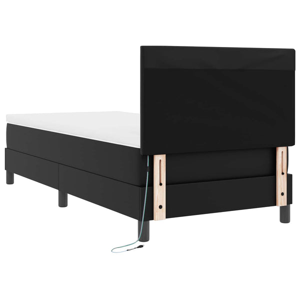 Boxspringbett mit Matratze 100x200 cm Kunstleder Schwarz