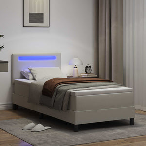 Boxspringbett Weiß 100x200 cm Kunstleder