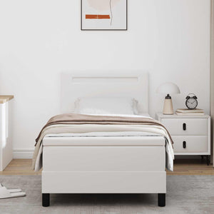 Boxspringbett Weiß 100x200 cm Kunstleder