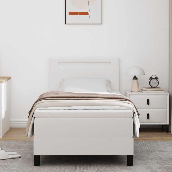 Boxspringbett Weiß 100x200 cm Kunstleder