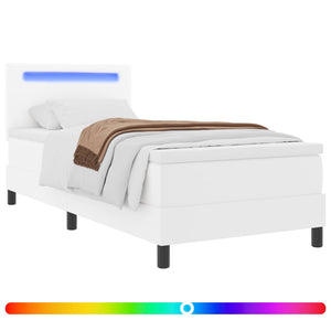 Boxspringbett Weiß 100x200 cm Kunstleder