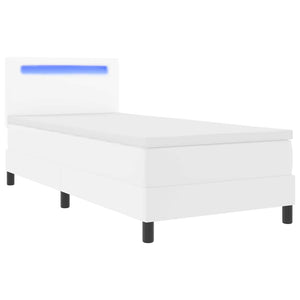 Boxspringbett Weiß 100x200 cm Kunstleder