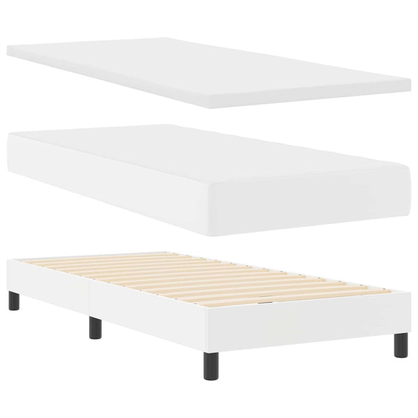 Boxspringbett Weiß 100x200 cm Kunstleder