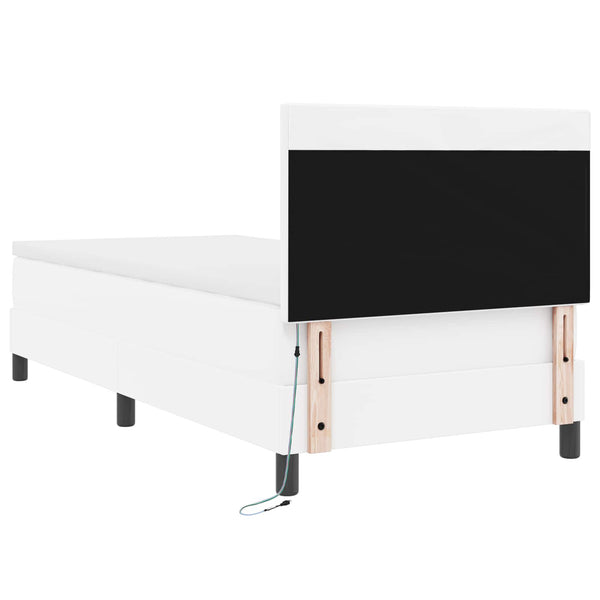 Boxspringbett Weiß 100x200 cm Kunstleder