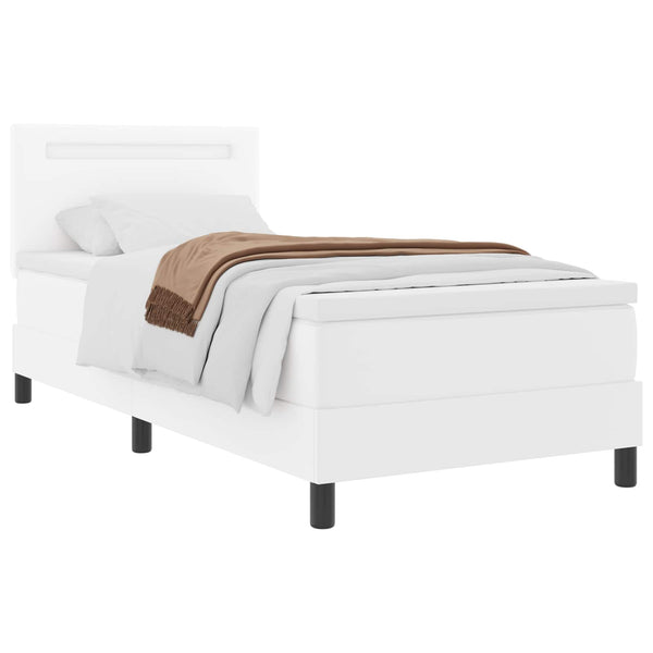 Boxspringbett Weiß 100x200 cm Kunstleder