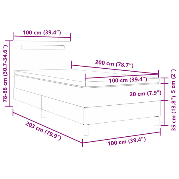 Boxspringbett Cappuccino 100x200 cm Kunstleder