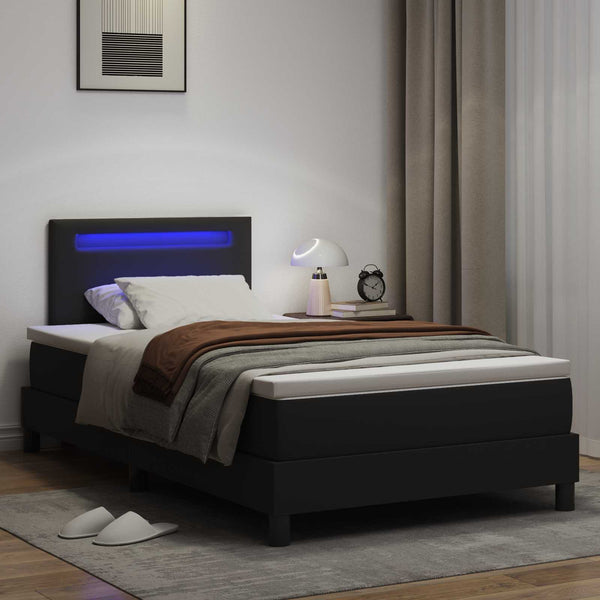 Boxspringbett mit Matratze 120x190 cm Kunstleder Schwarz