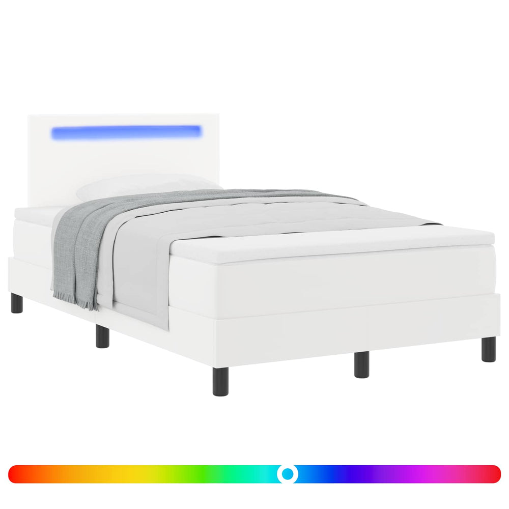 vidaXL Box Spring Bed with Mattress White 120 x 190 cm Faux Leather