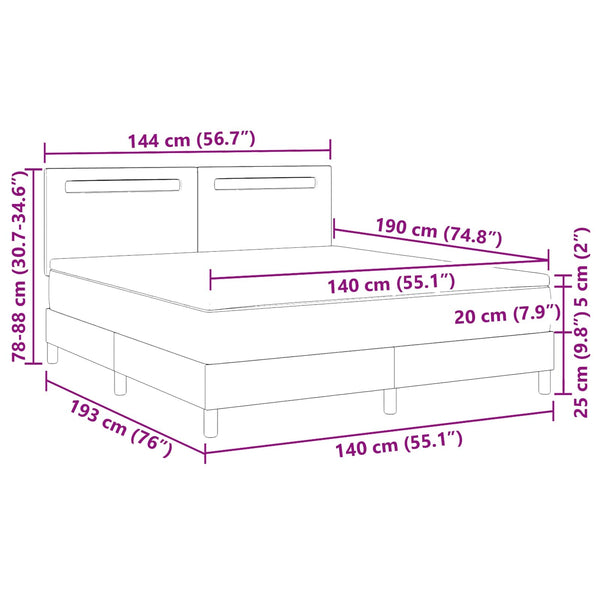 Boxspringbett mit Matratze 140x190 cm, Schwarz