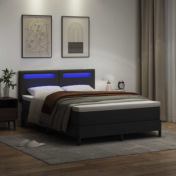 Boxspringbett mit Matratze 140x200 cm Kunstleder Schwarz