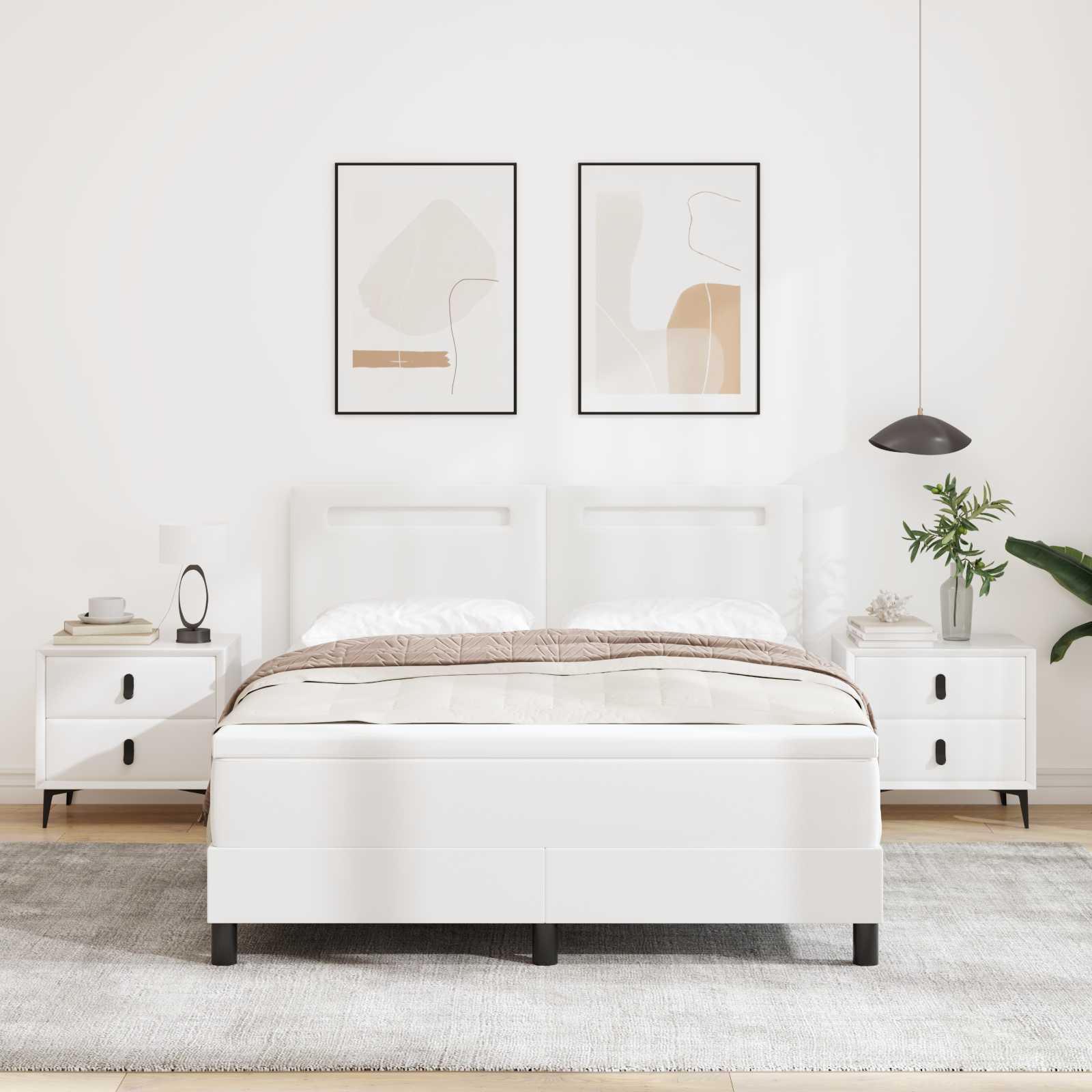 Boxspringbett Weiß 160x200 cm Kunstleder