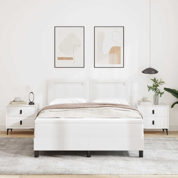 Boxspringbett Weiß 160x200 cm Kunstleder