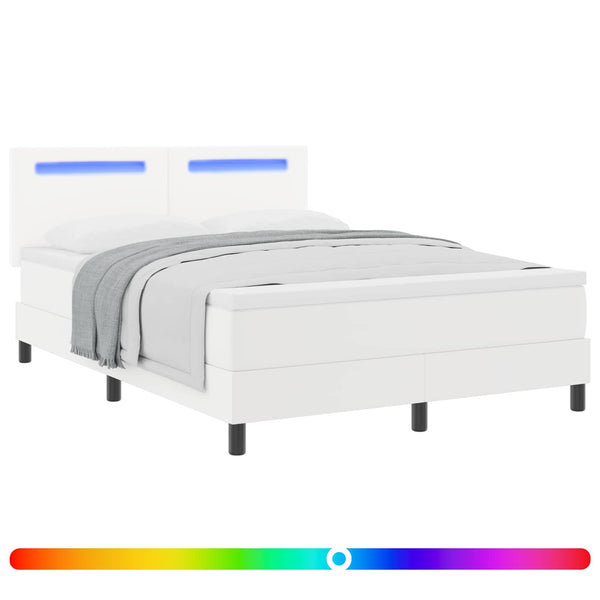 Boxspringbett Weiß 160x200 cm Kunstleder