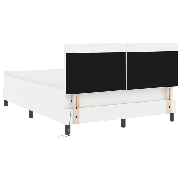 Boxspringbett Weiß 160x200 cm Kunstleder