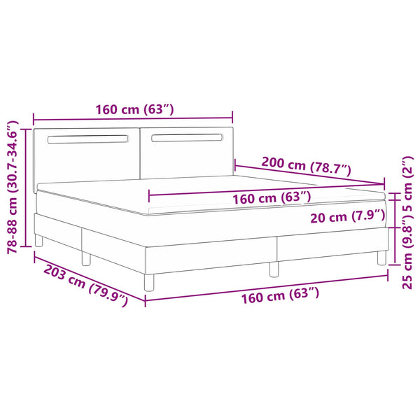 Boxspringbett Weiß 160x200 cm Kunstleder