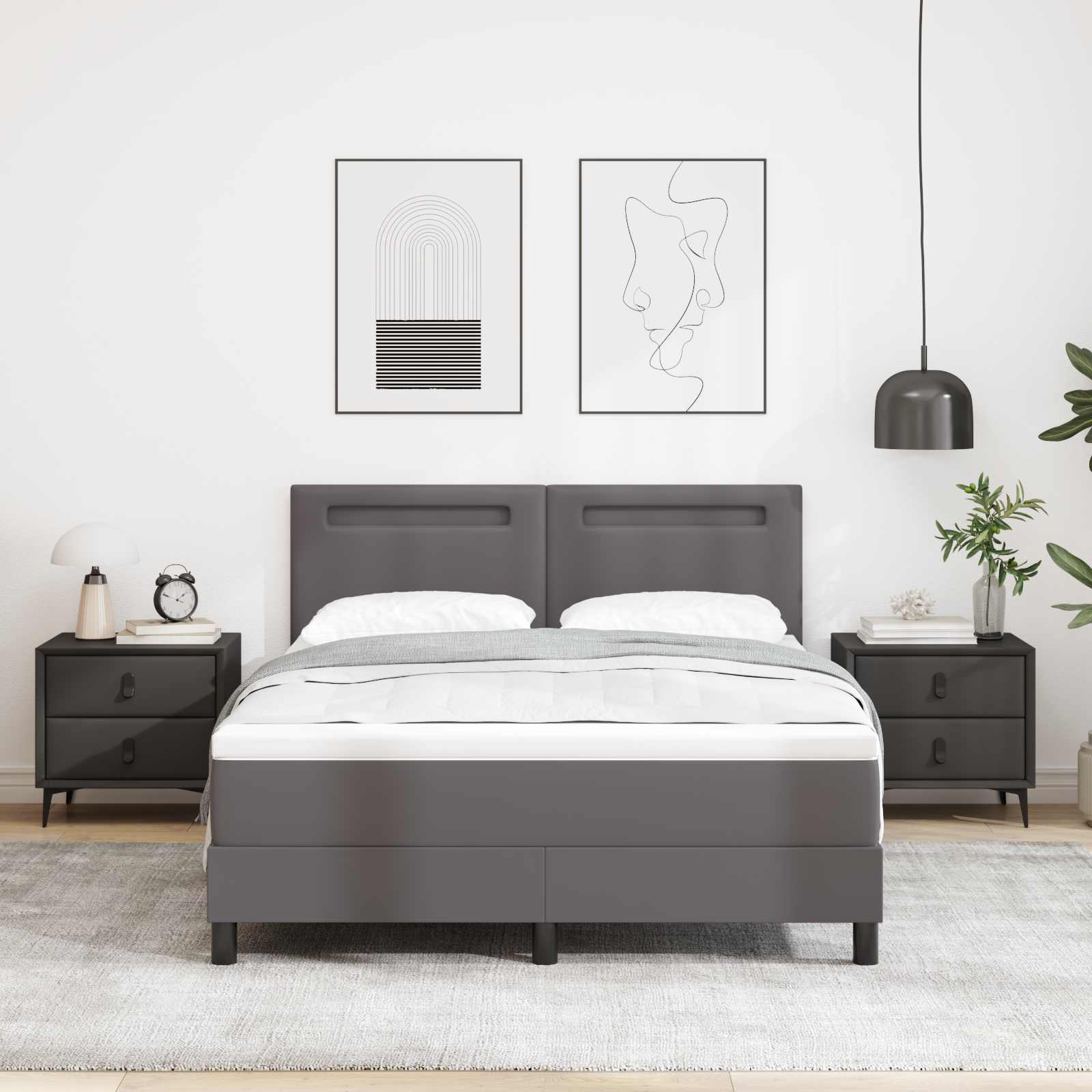 Boxspringbett Grau 160x200 cm mit Matratze