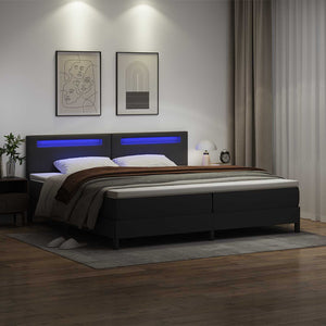 Boxspringbett mit Matratze 200x200 cm, Schwarz Kunstleder