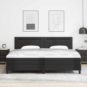 Boxspringbett mit Matratze 200x200 cm, Schwarz Kunstleder