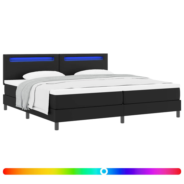 Boxspringbett mit Matratze 200x200 cm, Schwarz Kunstleder