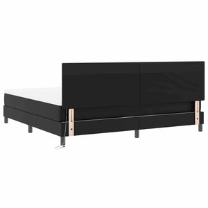 Boxspringbett mit Matratze 200x200 cm, Schwarz Kunstleder