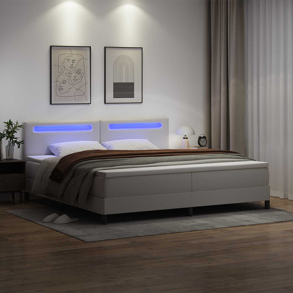 Boxspringbett mit LED Weiß 200x200 cm