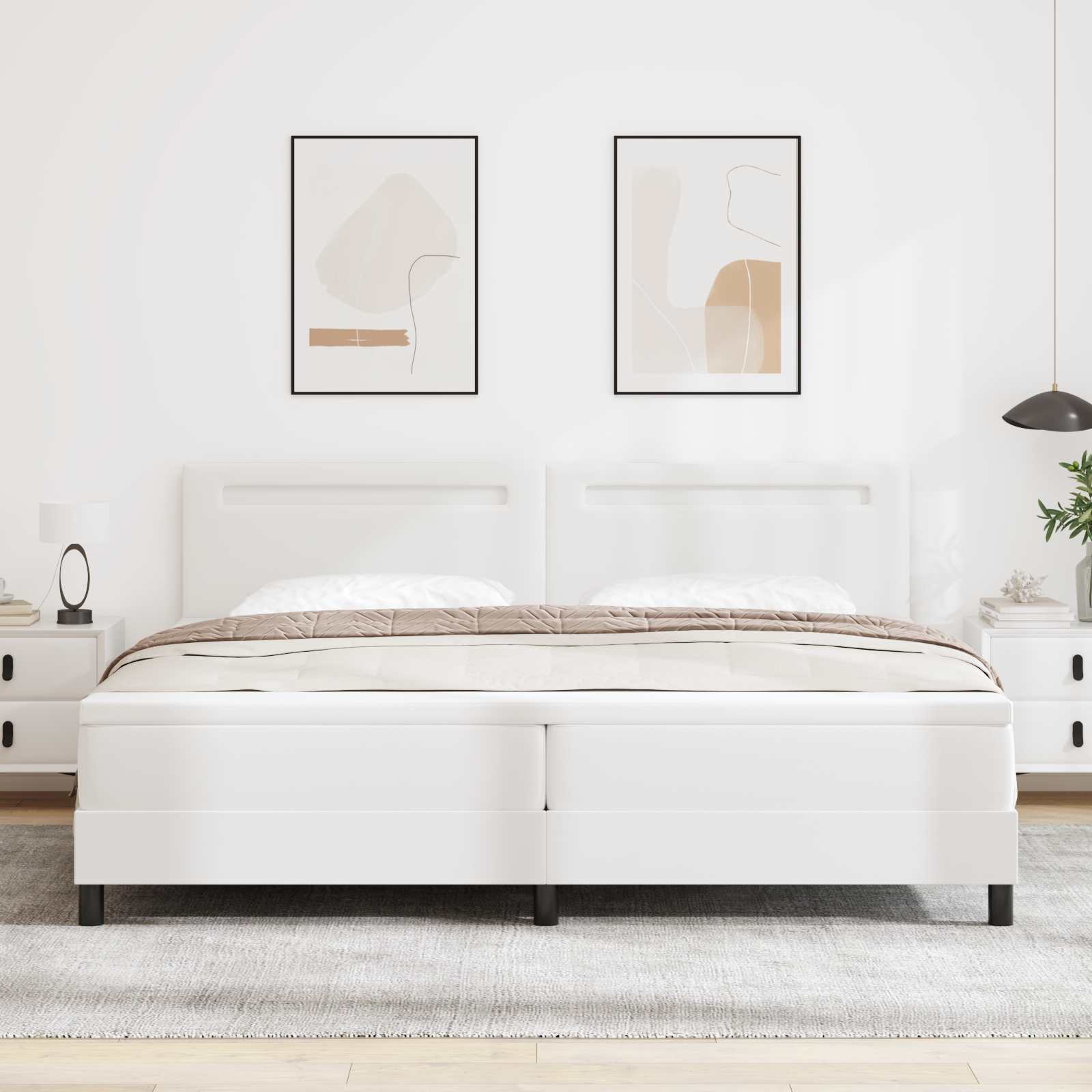 Boxspringbett mit LED Weiß 200x200 cm