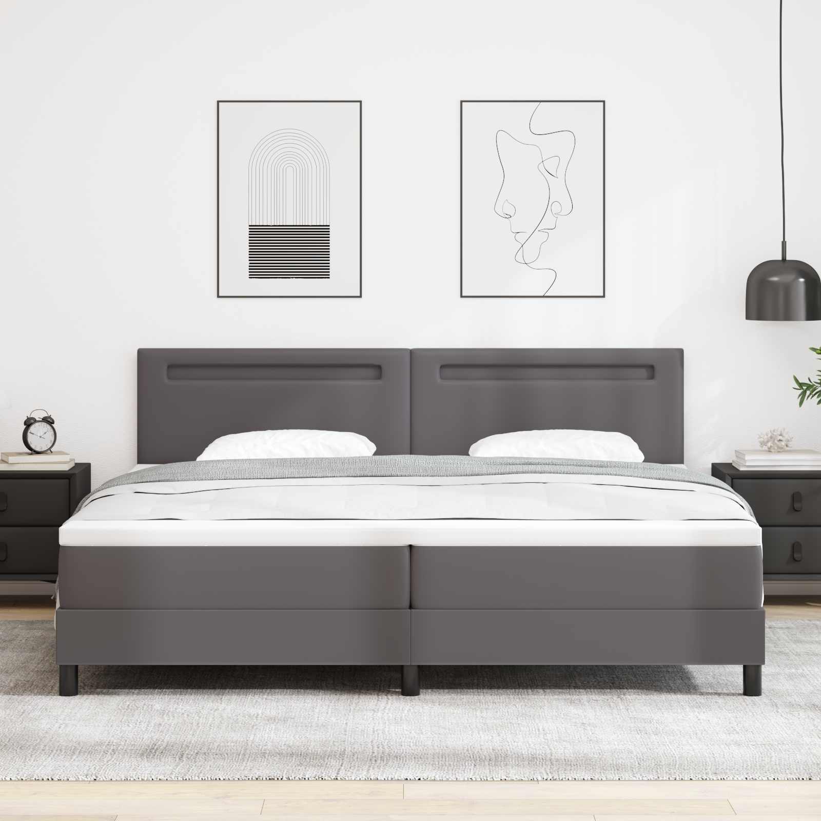 Boxspringbett Grau 200x200 cm mit Matratze