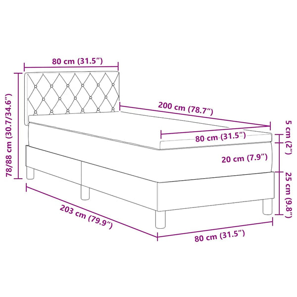 Boxspringbett mit Matratze Dunkelgrau 80x200 cm