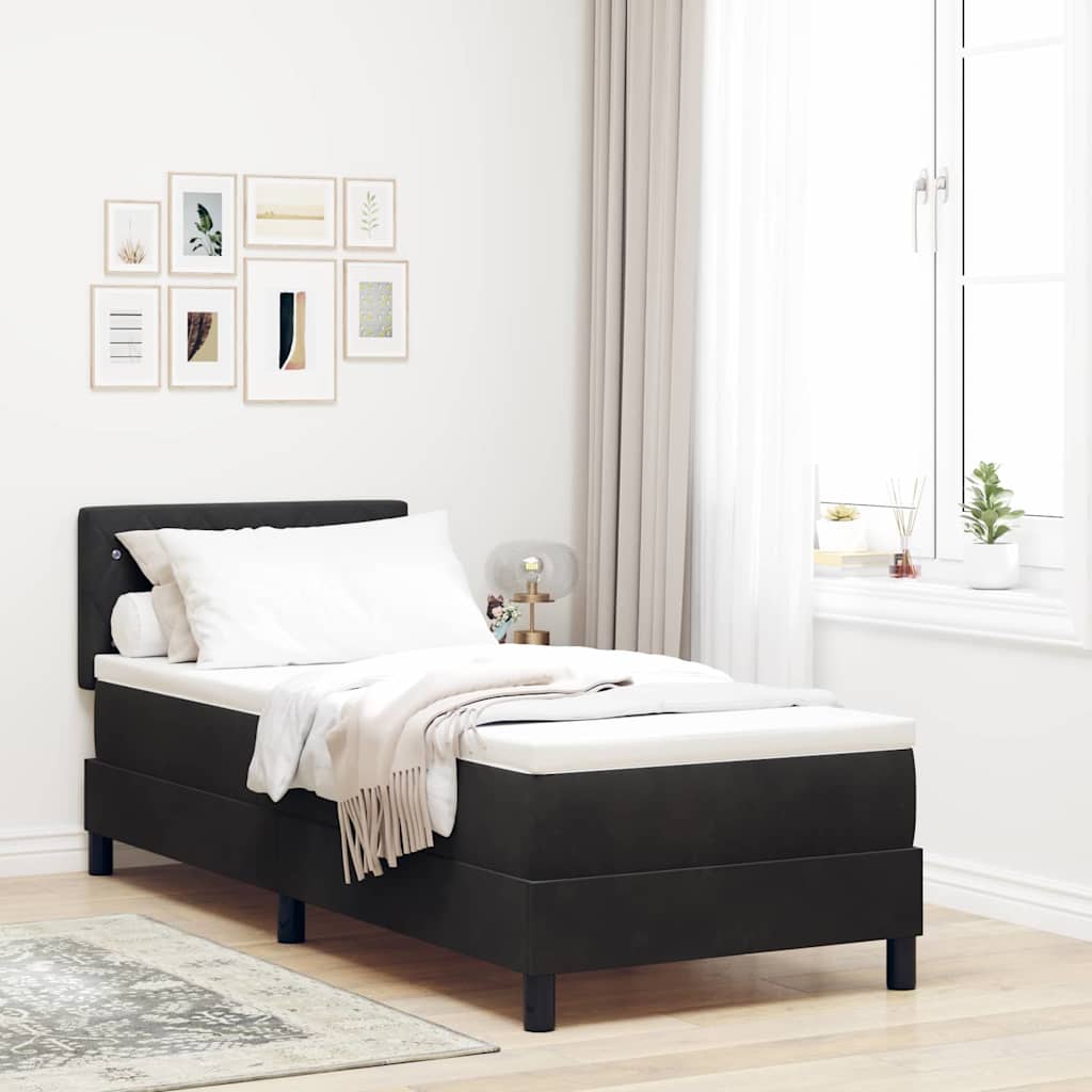 Boxspringbett mit Matratze Schwarz 80x200 cm Samt