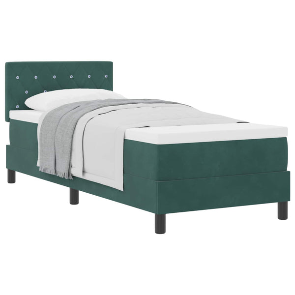 vidaXL Box Spring Bed with Mattress Dark Green 80 x 200 cm Velvet