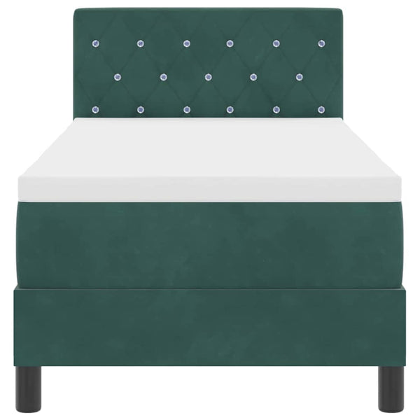 vidaXL Box Spring Bed with Mattress Dark Green 80 x 200 cm Velvet