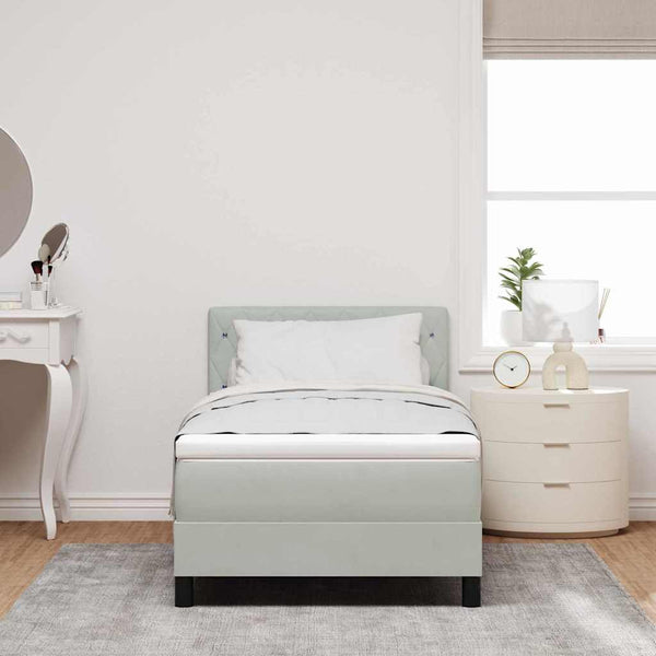 Boxspringbett mit Matratze Hellgrau 90x190 cm Samt